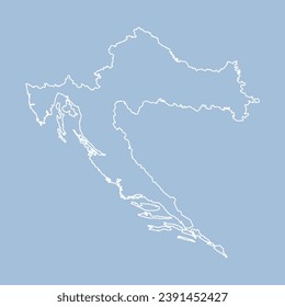 Detailed vector map Croatia - border, frontier, boundary country - isolated on background. Template Europe outline country for pattern, report, infographic, backdrop. Silhouette of the map Croatia