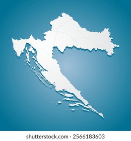 Detailed vector map Croatia divided on regions isolated in the background. Template Europe country for pattern, infographic, design, illustration. Creative concept of administrative divisions Croatia