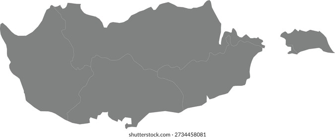 Detailed Vector Map of Cyprus with Administrative Districts Boundaries
