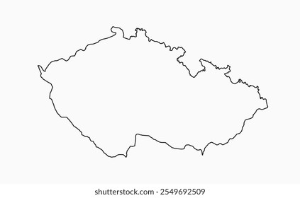 Mapa detalhado do vetor Tcheco - fronteira, fronteira, fronteira do país - isolado no fundo. Modelo Europa delinear país para padrão, relatório, infográfico, pano de fundo. Silhueta do mapa Tcheco