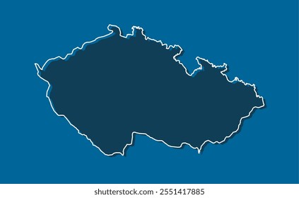 Mapa detalhado do vetor Tcheco - fronteira, fronteira, fronteira do país - isolado no fundo. Modelo Europa delinear país para padrão, relatório, infográfico, pano de fundo. Silhueta do mapa Tcheco