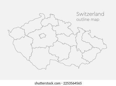 Detailed vector map Czech republic divided on regions isolated on background. Template Europe country for pattern, infographic, illustration. Outline concept of administrative divisions state Czech