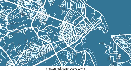 Detailed vector map of Dar es Salaam, scale 1:30 000, Tanzania