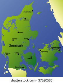 detailed vector map of denmark