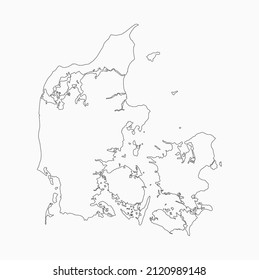 Detailed vector map Denmark - border, frontier, boundary country - isolated on background. Template Europe outline map for pattern, report, infographic, backdrop. Concept of the state Denmark