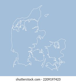 Detailed vector map Denmark - border, frontier, boundary country - isolated on background. Template Europe outline country for pattern, report, infographic, backdrop. Concept of the map Denmark