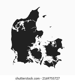 Detailed vector map Denmark isolated on background. Template Europe country for pattern, report, infographic, backdrop. Concept outline of the Denmark. Contour map for your design, illustration