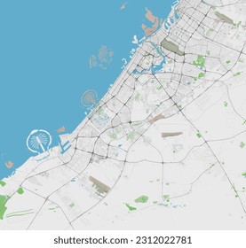 Detailed vector map of Dubai United Arab Emirates