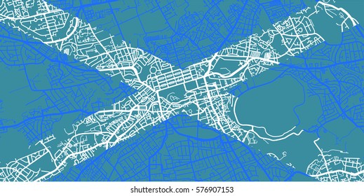 Detailed vector map of Edinburgh, scale 1:30000, Scotland