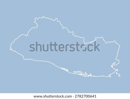 Detailed vector map of El Salvador, border, frontier, boundary country - isolated on background. Template American outline country for pattern, report, infographic backdrop. Silhouette map El Salvador