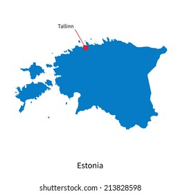 Detailed vector map of Estonia and capital city Tallinn