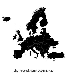 Detailed vector map of the Europe