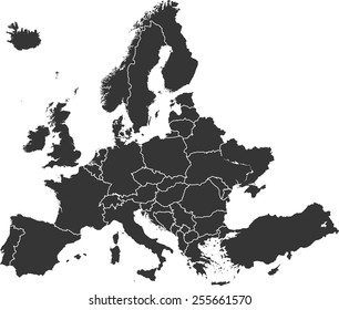 Detailed vector map of the Europe - Shutterstock ID 255661570