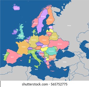 Detailed vector map of the Europe