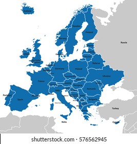 Detailed vector map of the Europe