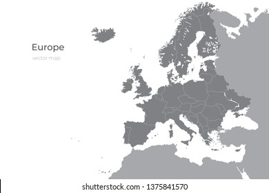 Detailed vector map of the Europe. Vector illustration