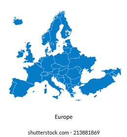 Detailed vector map of Europe Political map with borders