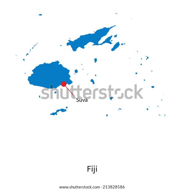 Detailed Vector Map Fiji Capital City Stock Vector (royalty Free) 213828586