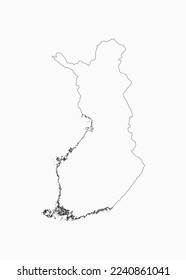 Detailed vector map Finland - border, frontier, boundary country - isolated on background. Template Europe outline country for pattern, report, infographic, backdrop. Silhouette of the map Finland