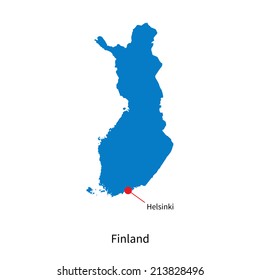 Detailed vector map of Finland and capital city Helsinki