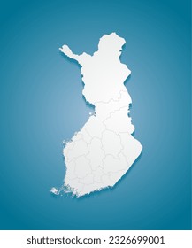 Detaillierte Vektorkarte Finnland, aufgeteilt auf Regionen einzeln auf dem Hintergrund. Template Europe Land für Muster, Infografik, Design, Illustration. Kreatives Konzept der Verwaltungsabteilungen Finnland