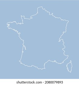 Detailed vector map France - border, frontier, boundary country - isolated on background. Template Europe outline map for pattern, report, infographic, backdrop. Concept of the state France