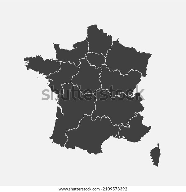 Detailed vector map France divided on regions\
isolated on background. Template Europe country for pattern,\
infographic, design, illustration. Concept outline of\
administrative divisions state\
France