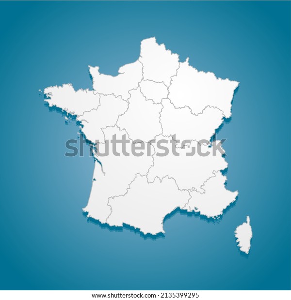 Detailed vector map France divided on regions\
isolated on background. Template Europe country for pattern,\
infographic, design, illustration. Creative concept of\
administrative divisions state\
France