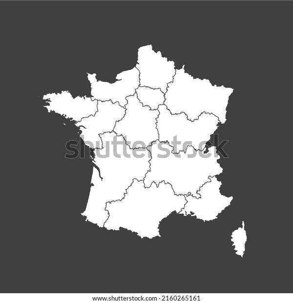 Detailed vector map France divided on regions\
isolated on background. Template Europe country for pattern,\
infographic, design, illustration. Concept outline of\
administrative divisions\
France