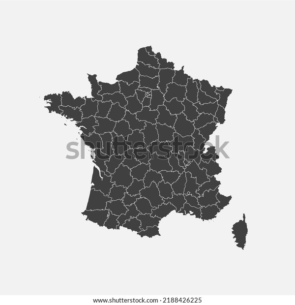 Detailed vector map France divided on regions\
isolated on background. Template Europe country for pattern,\
infographic, design, illustration. Concept outline of\
administrative divisions\
France