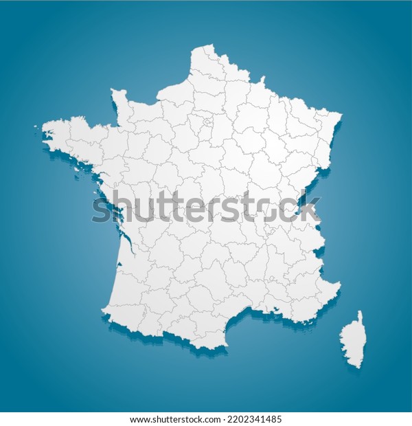 Detailed vector map France divided on regions\
isolated on background. Template Europe country for pattern,\
infographic, design, illustration. Creative concept of\
administrative divisions state\
France
