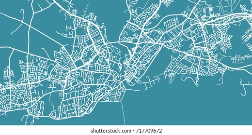 Detailed vector map of Galway, scale 1:30 000, Ireland