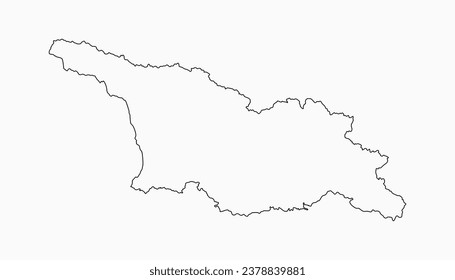 Detailed vector map Georgia - border, frontier, boundary country - isolated on background. Template Asia outline country for pattern, report, infographic, backdrop. Silhouette of the map Georgia