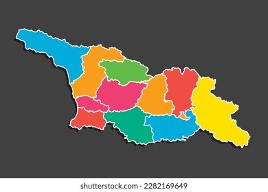 Detailed vector map Georgia divided on regions isolated in the background. Template Europe country for pattern, infographic, illustration. Concept outline of administrative divisions Georgia