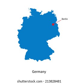 Detailed vector map of Germany and capital city Berlin