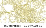 Detailed vector map of Ghent in gold with title, scale 1:10 000, Belgium