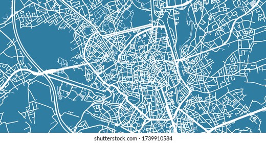 Detailed vector map of Ghent, scale 1:10 000, Belgium