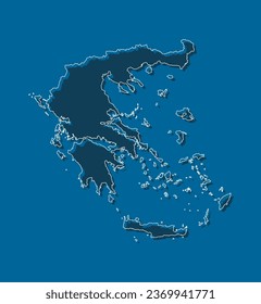 Detailed vector map Greece - border, frontier, boundary country - isolated on background. Template Europe outline country for pattern, report, infographic, backdrop. Silhouette of the map Greece