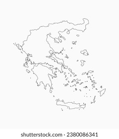 Detailed vector map Greece - border, frontier, boundary country - isolated on background. Template Europe outline country for pattern, report, infographic, backdrop. Silhouette of the map Greece