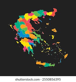 Detailed vector map Greece divided on regions isolated in the background. Template Europe country for pattern, infographic, design, illustration. Creative concept of administrative divisions Greece