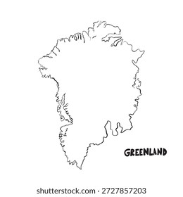 Mapa detallado del Vector de Groenlandia aislado sobre fondo blanco.