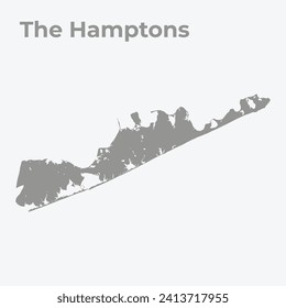 A detailed vector map of the Hamptons in New York