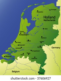 detailed vector map of holland / netherlands