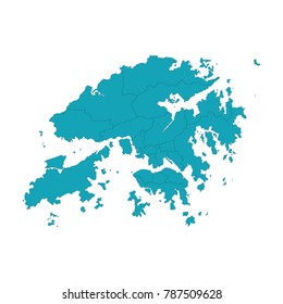 Detailed vector map of Hong Kong,Map of Hong Kong - Blue Geometric Rumpled Triangular , Polygonal Design For Your . Vector illustration eps 10.