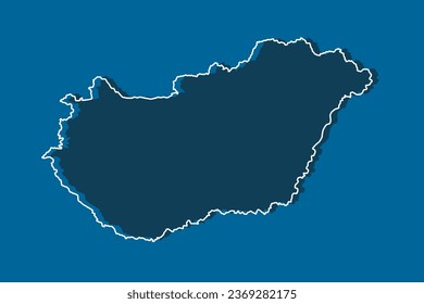 Detailed vector map Hungary - border, frontier, boundary country - isolated on background. Template Europe outline country for pattern, report, infographic, backdrop. Silhouette of the map Hungary