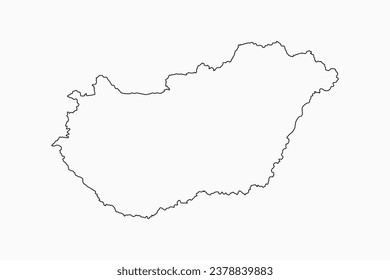 Detailed vector map Hungary - border, frontier, boundary country - isolated on background. Template Asia outline country for pattern, report, infographic, backdrop. Silhouette of the map Hungary