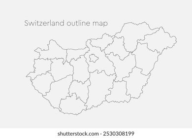 Detailed vector map Hungary divided on regions isolated on background. Template Europe country for pattern, infographic, design, illustration. Outline concept of administrative divisions state Hungary