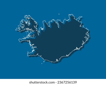 Detailed vector map Iceland - border, frontier, boundary country - isolated on background. Template Europe outline country for pattern, report, infographic, backdrop. Silhouette of the map Iceland