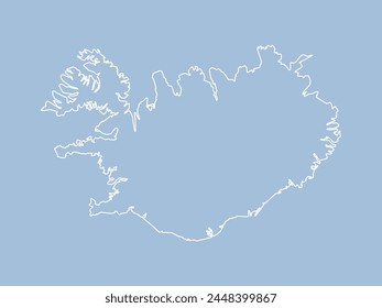 Detailed vector map Iceland - border, frontier, boundary country - isolated on background. Template Europe outline country for pattern, report, infographic, backdrop. Silhouette of the map Iceland