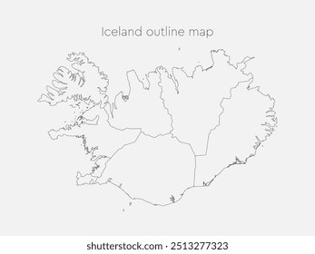 Detailed vector map Iceland divided on regions isolated on background. Template Europe country for pattern, infographic, design, illustration. Outline concept of administrative divisions state Iceland
